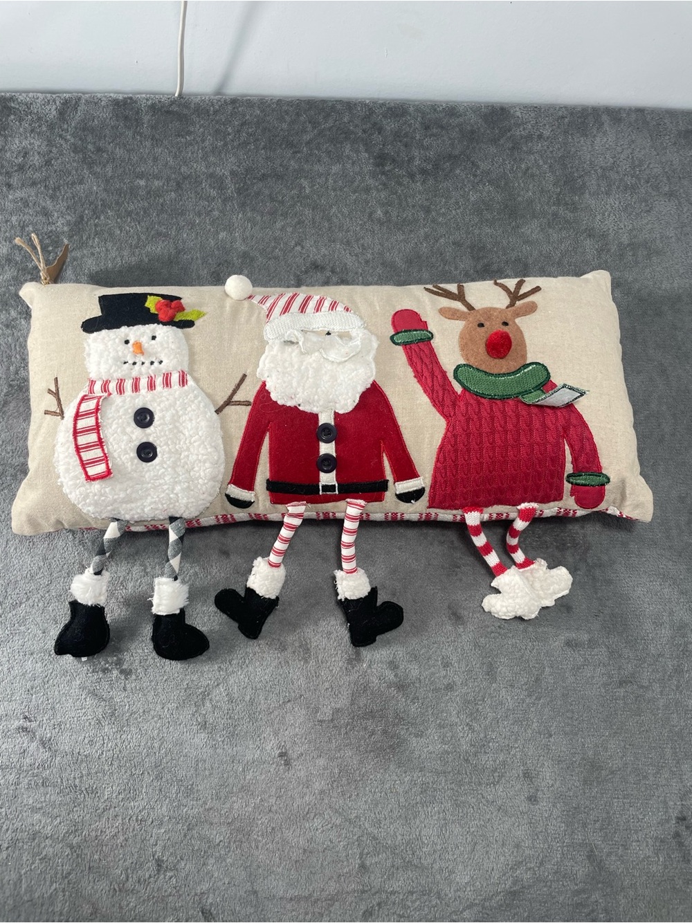 Mud pie Snowman Santa Reindeer Holiday Decorative Christmas Dangle Leg Pillow